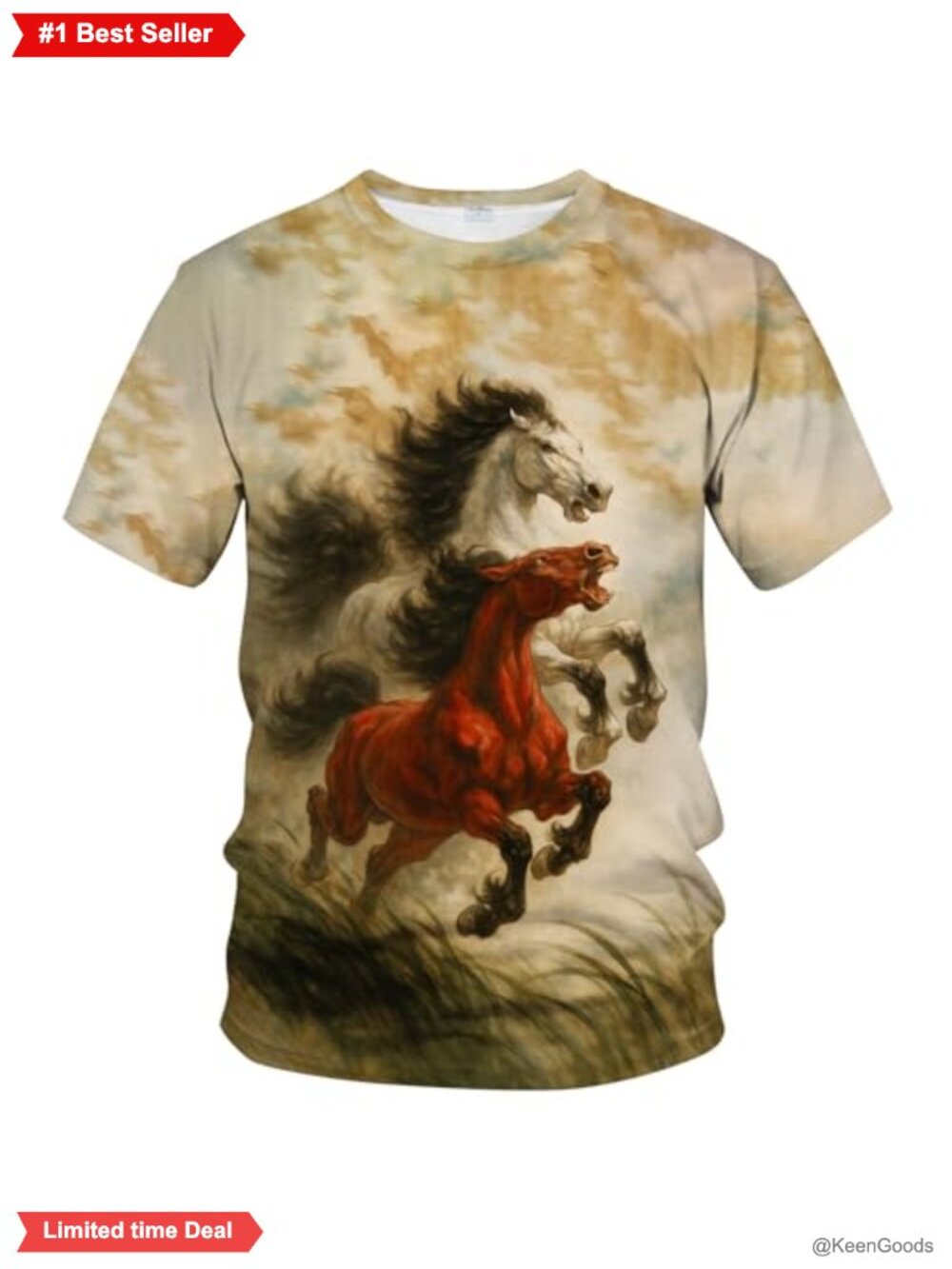 Men's Horse Graphic T-Shirt Polyester Spandex Crewneck Short Sleeve